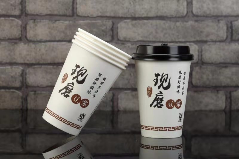 现磨豆浆杯一次性带盖纸杯商用豆浆纸杯子粥杯打包杯子1000只包邮