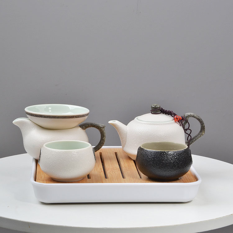 白瓷家用茶具套装小套功夫日式简约泡茶壶茶杯陶瓷小茶台茶盘整套