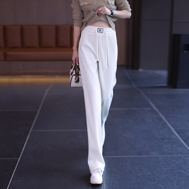 阔腿裤女春夏2025新款百搭休闲显瘦窄版直筒裤高腰垂感雪尼尔女裤