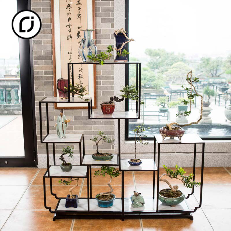 铝合金博古架新中式壁挂式茶壶展示架简约多宝阁古董架微型盆景架