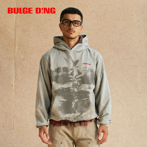 BULGEDING汗湿印花连帽卫衣运动