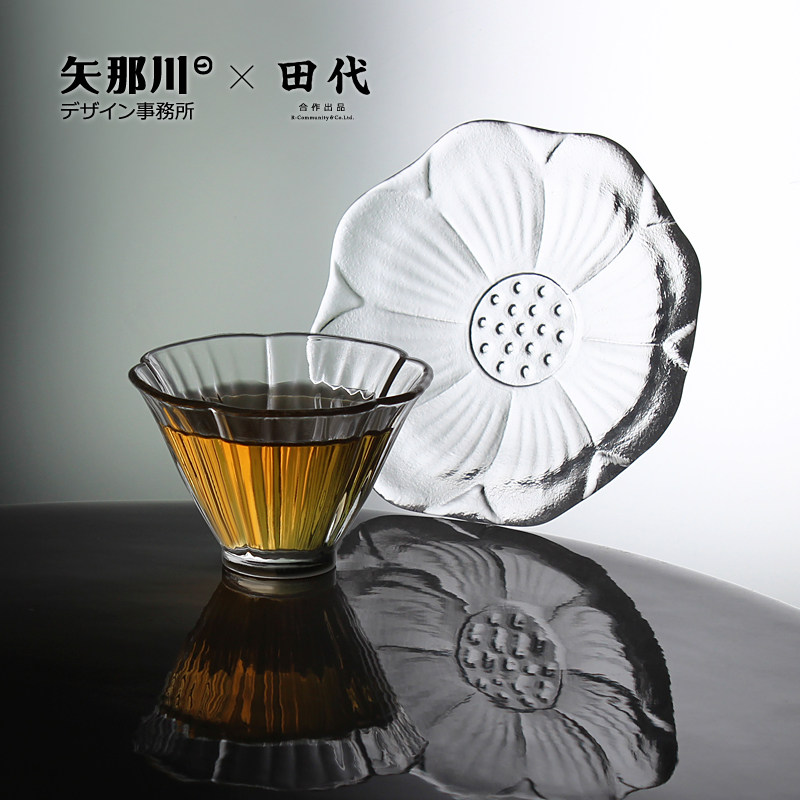 芙蓉碟托玻璃茶杯耐热高颜值功夫茶道茶具带底托品茗杯主客小品杯图片
