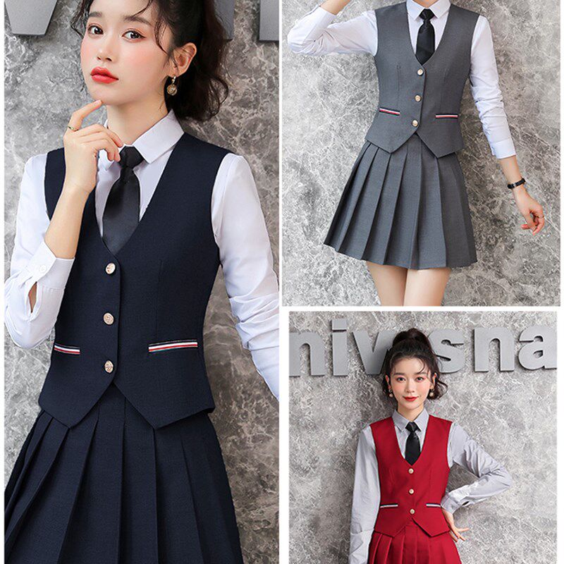 工作服女酒吧餐饮服务员服务生饭店吧台KTV酒店前台工作套装马甲