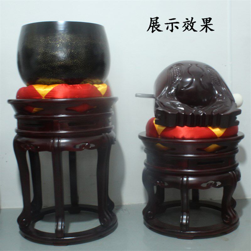 高档圆形榆木实木木鱼架寺庙铜磬架大号罄架大殿摆件用品