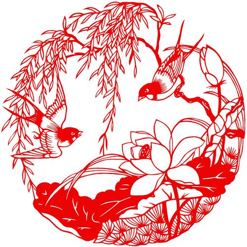 孔雀燕子喜鹊装饰画精送人特色刻纸礼品纯手工剪纸成套中国风窗花