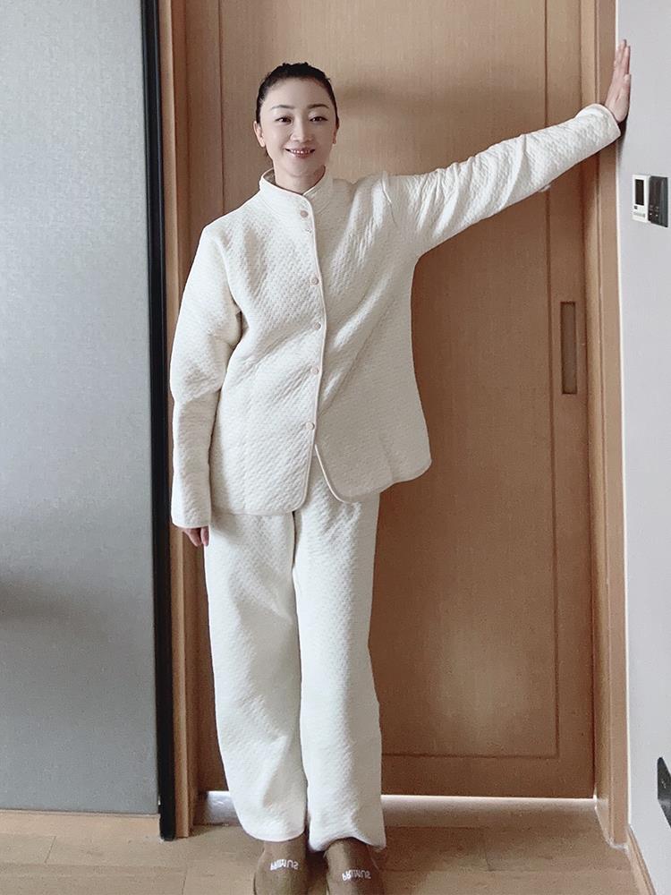 瑶之淘淘【睡眠护肩】居家服保暖有机彩棉睡衣空调房月子服-加厚