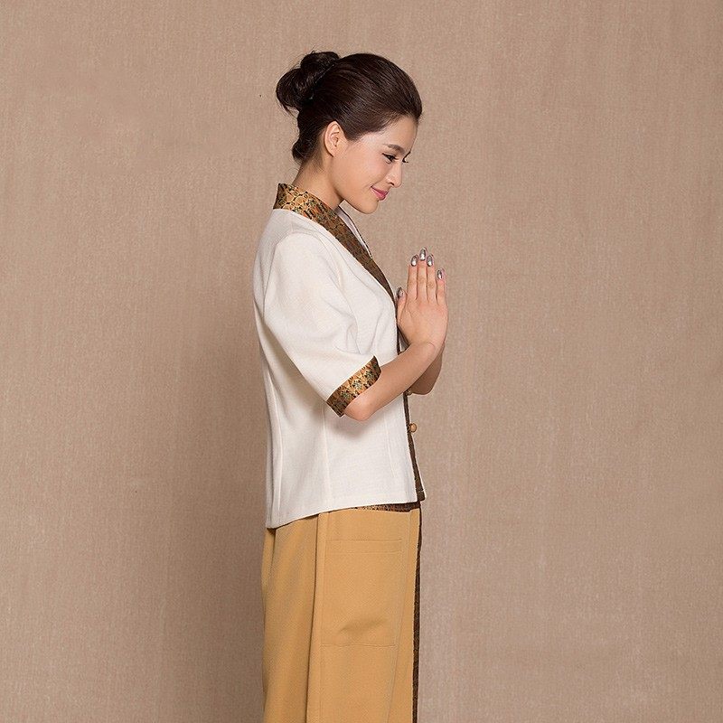 泰式美容养生馆技师服裤装茶艺工作服SPA足疗按摩男女技师服套装