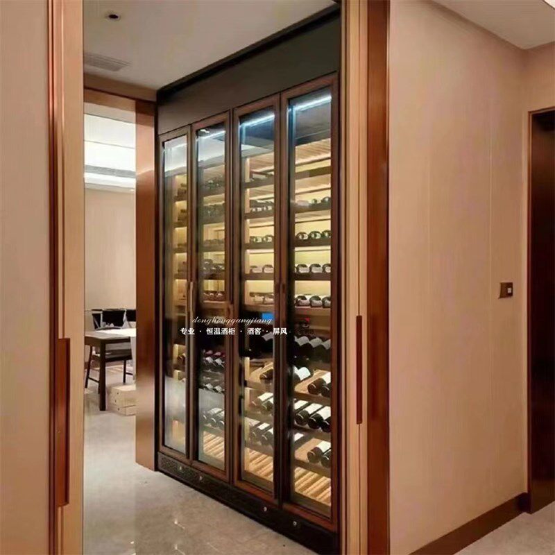 欧式不锈钢恒温酒柜制冷玻璃展示柜不锈钢红酒柜别墅酒柜定制