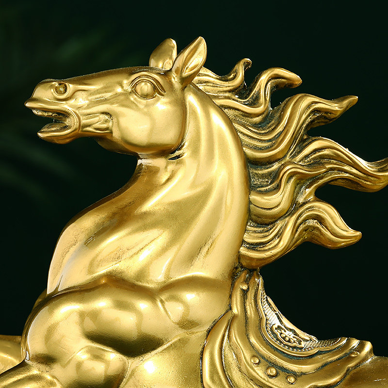 马到成功鎏金摆件办公室招财装饰 新中式风格生肖马摆饰 适合送礼