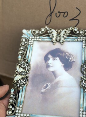 西洋古董风合金雕花镶钻首饰盒化妆镜相框复古工艺品家居装饰摆件