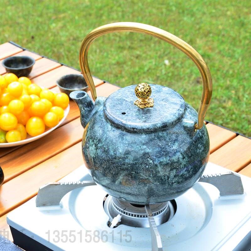 圣地莲花墨脱石锅墨脱皂石纯手工烧水壶家用品茗壶礼盒装提梁壶