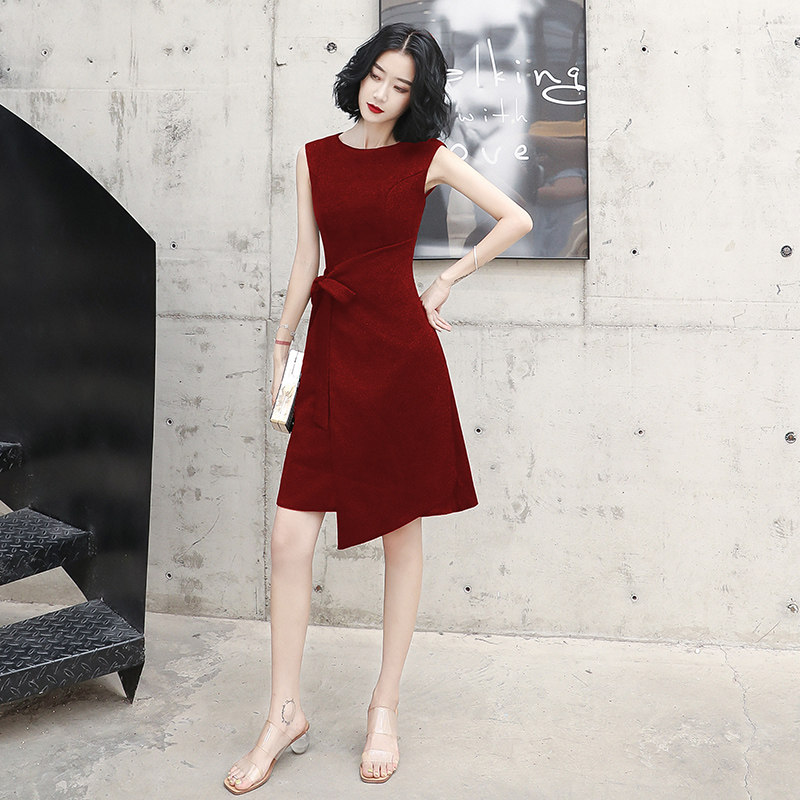 敬酒服新娘夏季婚礼酒红色连衣裙平时可穿订婚结婚小个子晚礼服女