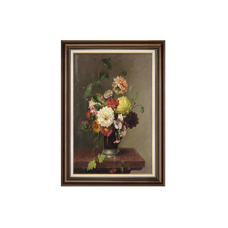 美式玄关装饰画世界名画欧式复古油画静物花卉花开富贵客餐厅别墅