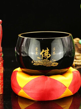佛具加厚莲花铜磬佛字铜钵铜庆铛子引磬木鱼佛音碗静心钵盂修行钵