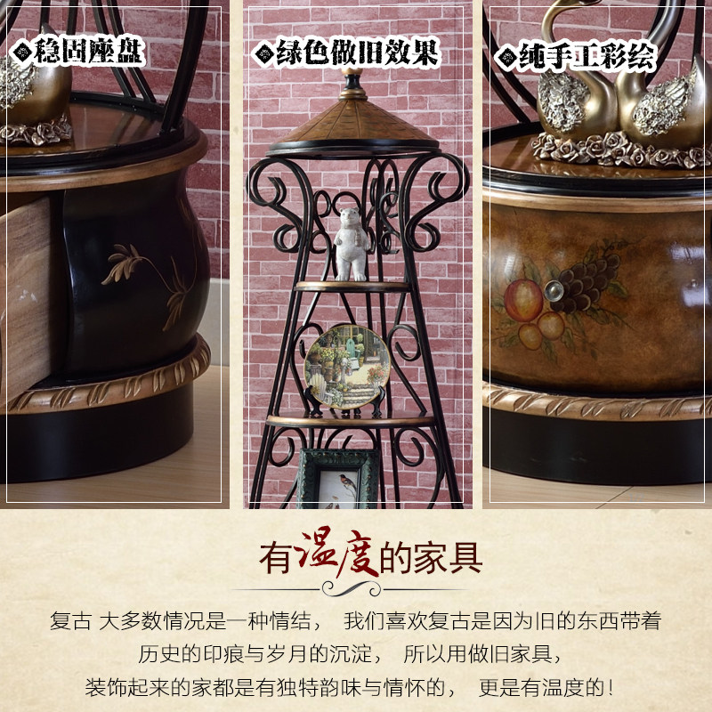 铁艺置物架客厅落地收纳实木架多层隔板美式墙角木板架鸟笼置物架