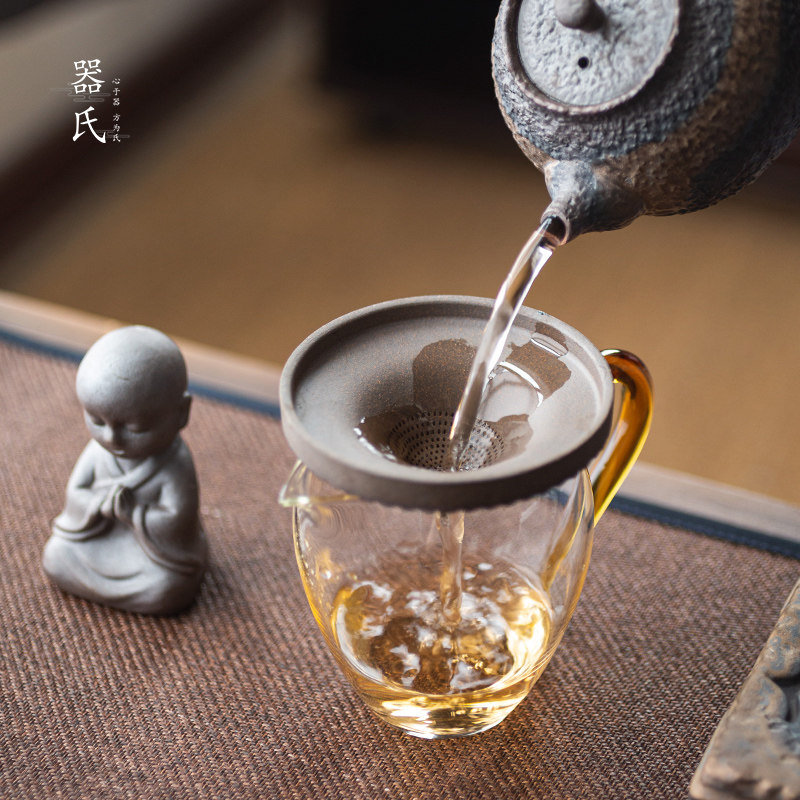 器氏创意渔翁茶漏家用粗陶茶滤茶托功夫茶具配件过滤器茶叶过滤网