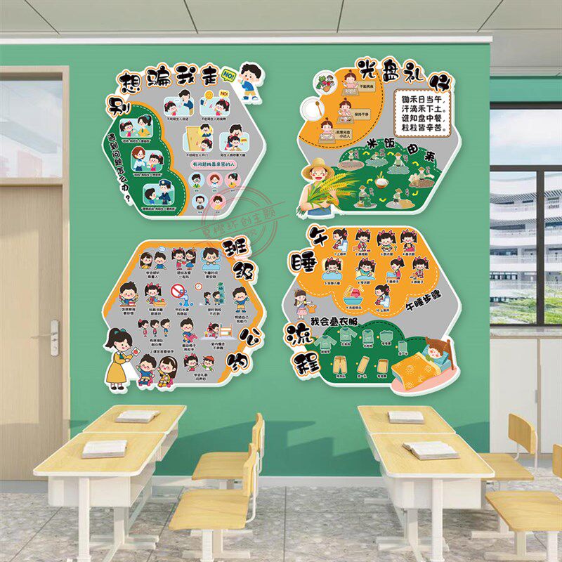 幼儿园森系环创材料成品教室区角消防交通出行安全布置3d立体墙贴