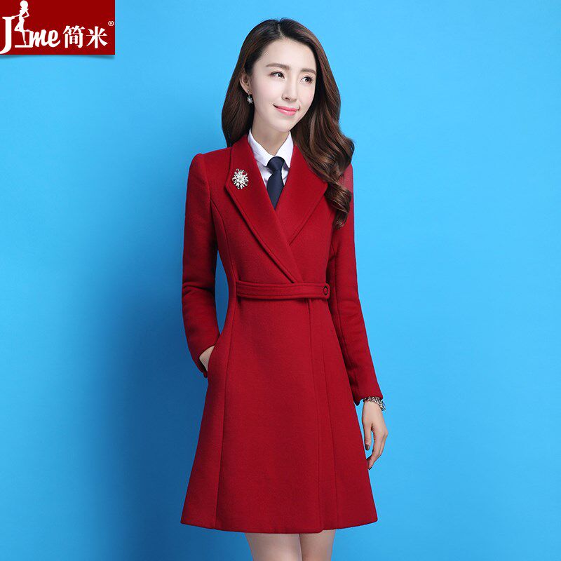 毛呢外套女中长款2024冬季时尚职业装气质毛呢大衣教师正装工作服
