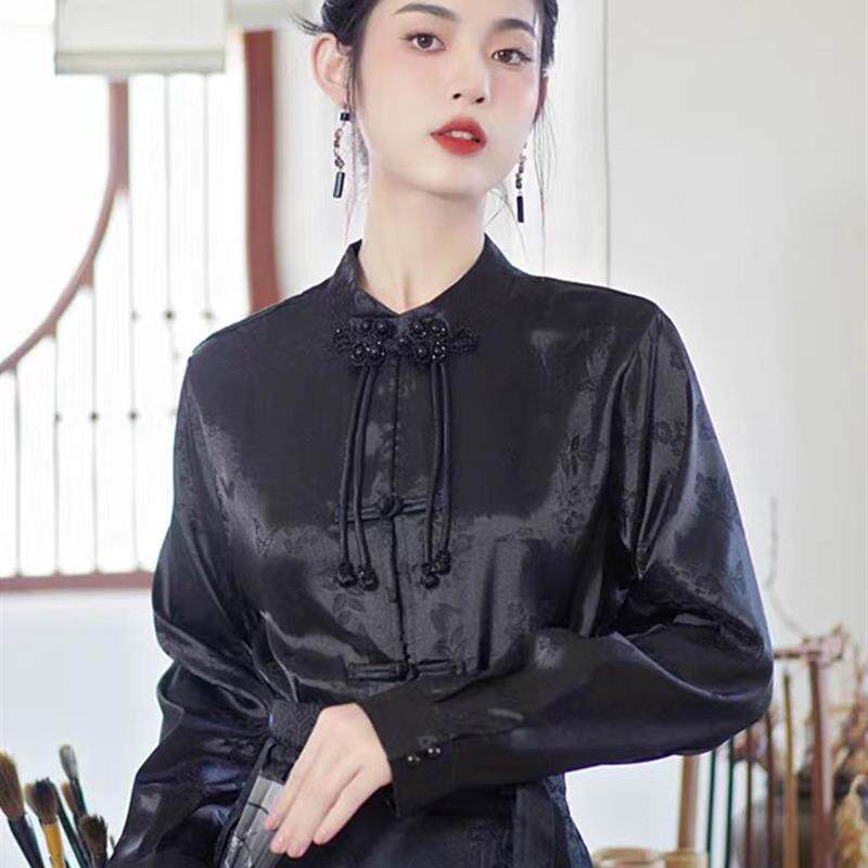 白色衬衫汉服成人马面裙搭配新中式提花盘扣2024新款春夏国风上衣