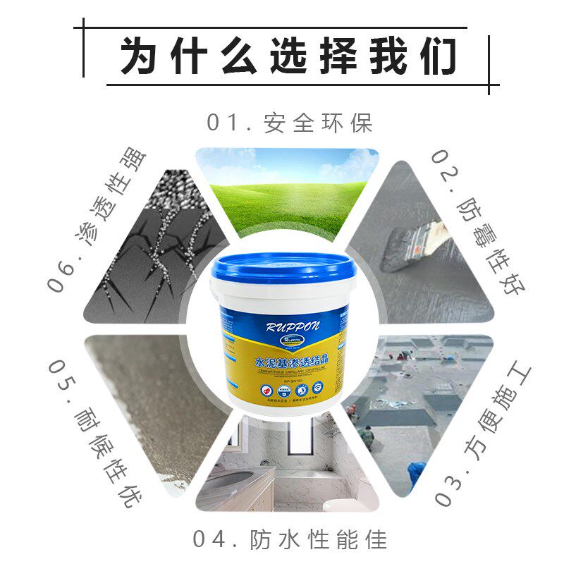 鲁邦水泥基渗透结晶防水涂料车库地下室专用屋顶外墙防水材料