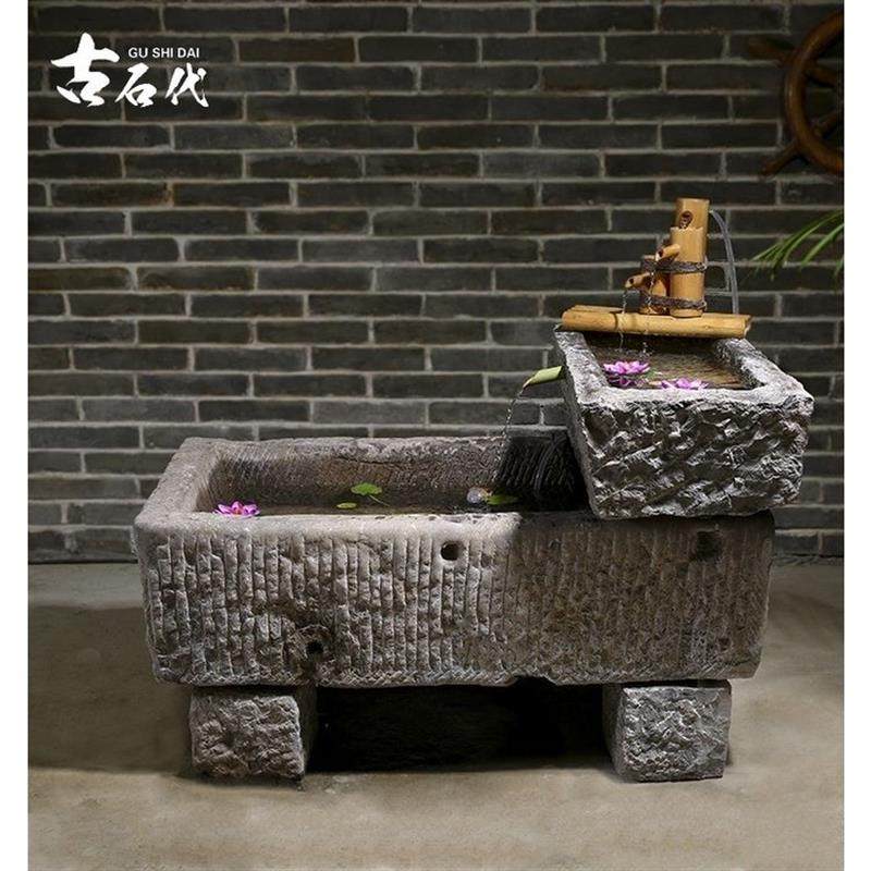 牛槽老旧马槽石槽户外庭院水槽青石大型鱼缸石头养鱼鱼池流水摆件
