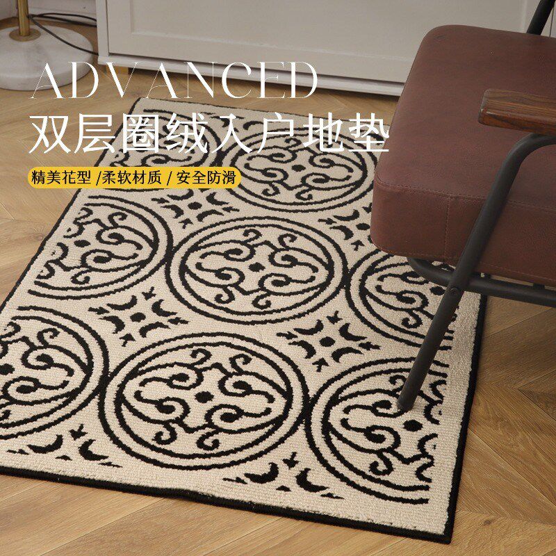 伽音法式复古玄关入户门地垫轻奢高级感鞋柜除灰圈绒门口脚垫耐脏