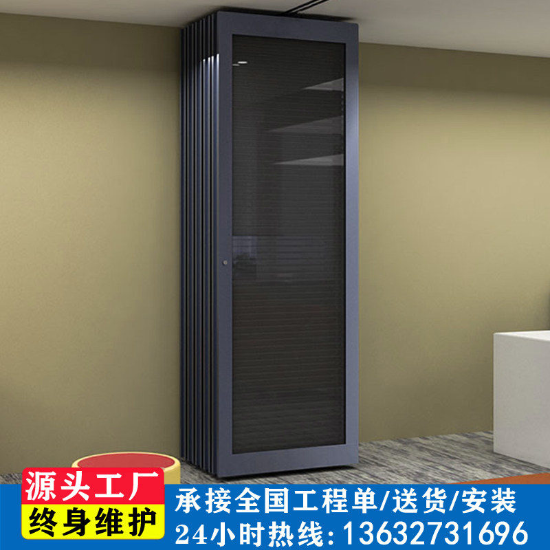 活动隔断墙办公会议室可移动玻璃隔墙吊轨推拉折叠中空百叶高隔间