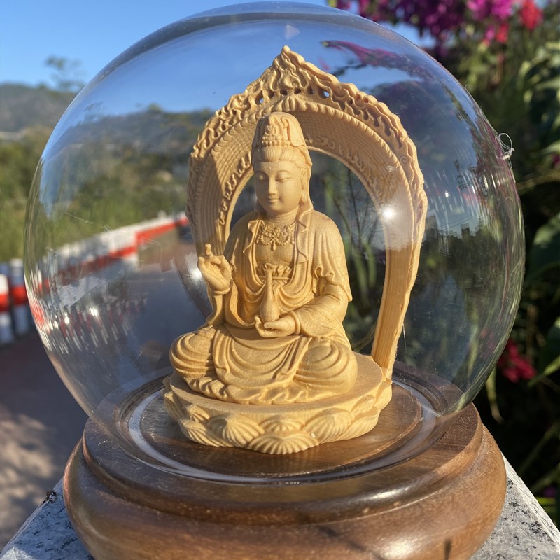 桧木木雕阿弥陀佛观音关公摆件实木雕刻车载饰品车摆件佛像如来佛