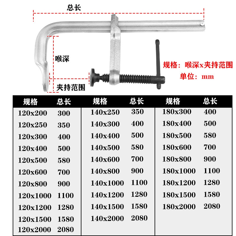 锻造F夹具重型夹子全钢固定器木工夹液压夹紧器模具钣金夹石材f夹