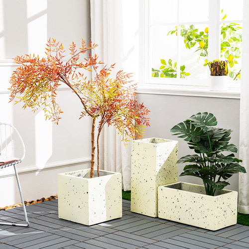 水泥盆花盆方形种植箱花槽花箱户外庭院北欧风格镁泥花盆大号特大