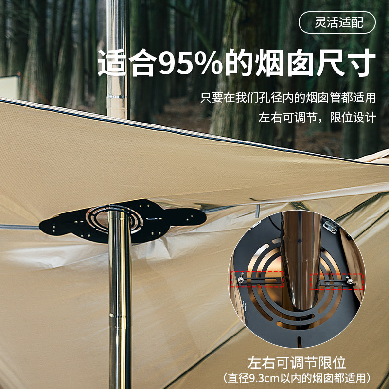 户外帐篷烟囱防烫板露营柴火炉烟管隔热圈铝合金烟筒口配件免开孔
