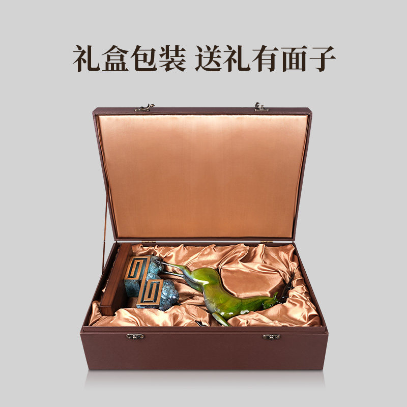 《飞云祥鹿》铜金岁月全黄铜鹿摆件工艺品新中式家居客厅玄关装饰