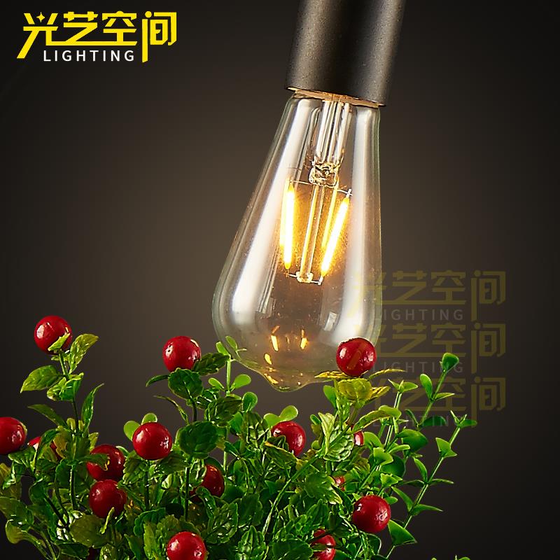 古镇广东单头花盆吊灯美式餐吊灯创意工作室工业风格铁艺植物吊灯