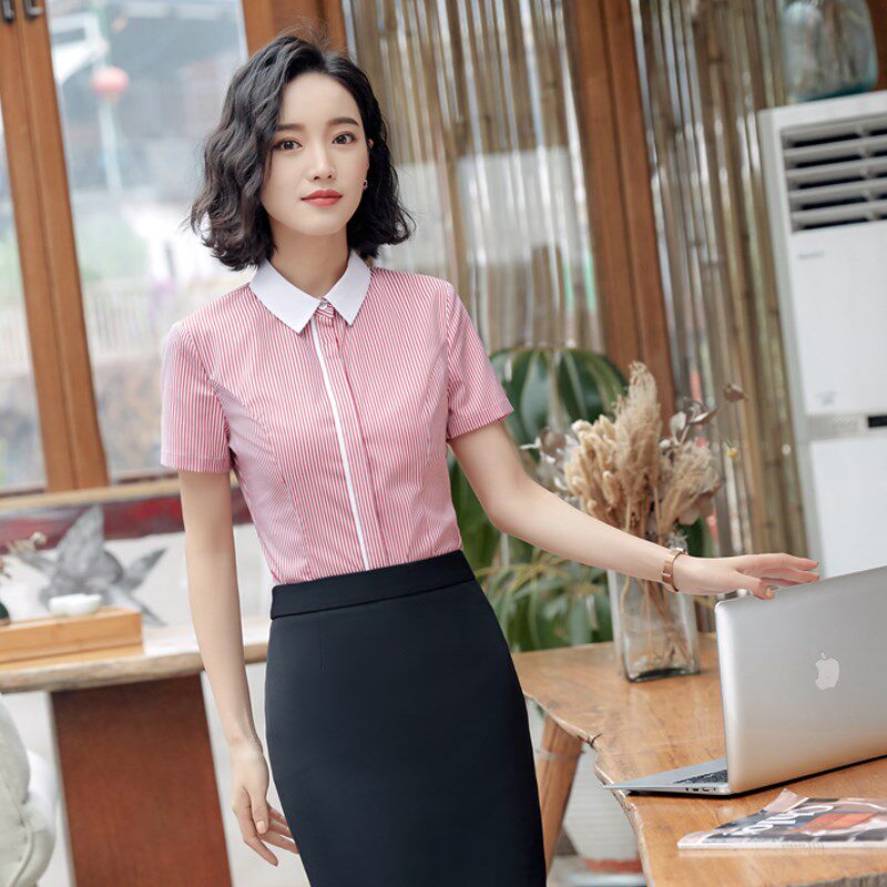 夏季酒店工作服短袖女餐厅服务员领班收银员衬衣职业前台经理制服