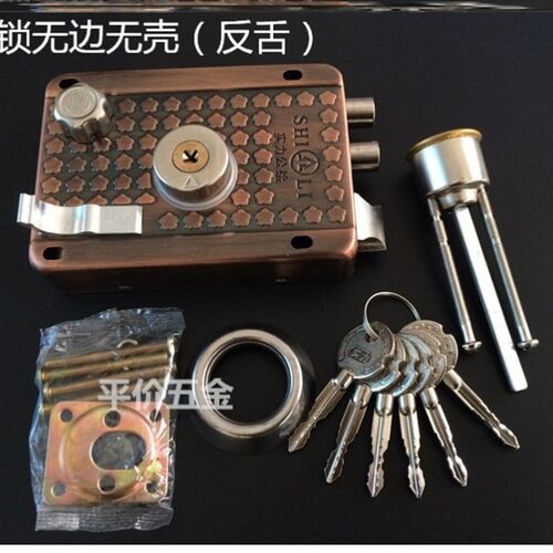 。防盗门锁古铜铁门外装纯铜老式方形家用锁具结实保险锁寝室