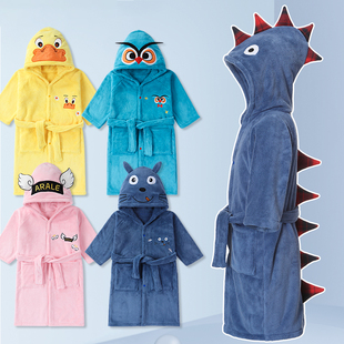 比纯棉吸水专用大童男女 儿童浴巾大人浴袍宝宝带帽斗篷冬2021新款