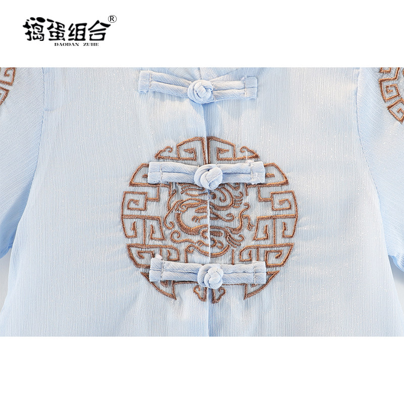 男童汉服夏季薄款短袖中国风飞鱼服儿童唐装男孩古风改良民族古装