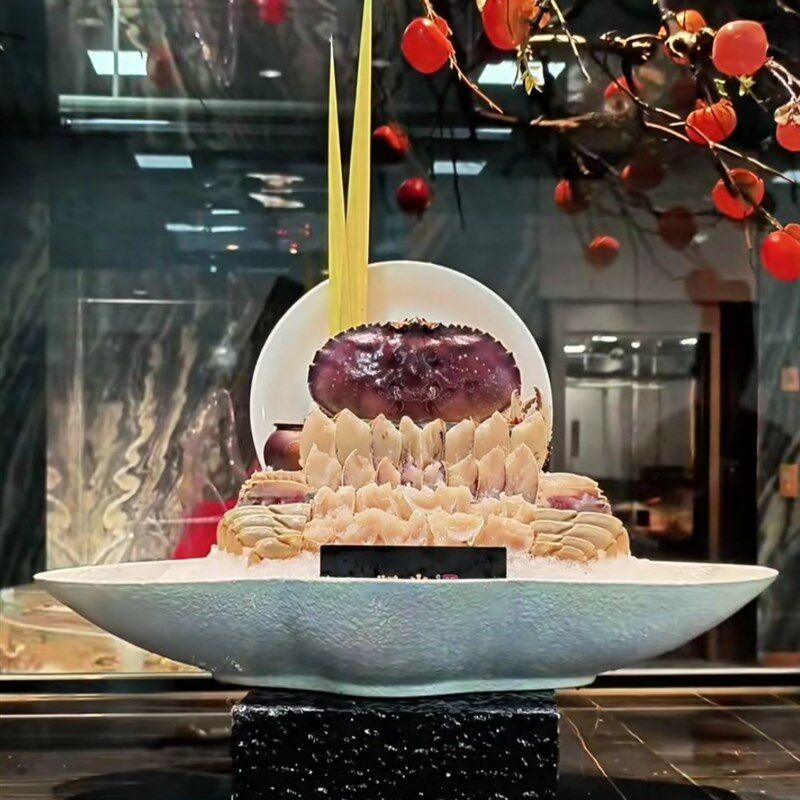 高端陶瓷意境三文鱼刺身火锅专用摆盘海鲜姿造商用酒店干冰拼盘子