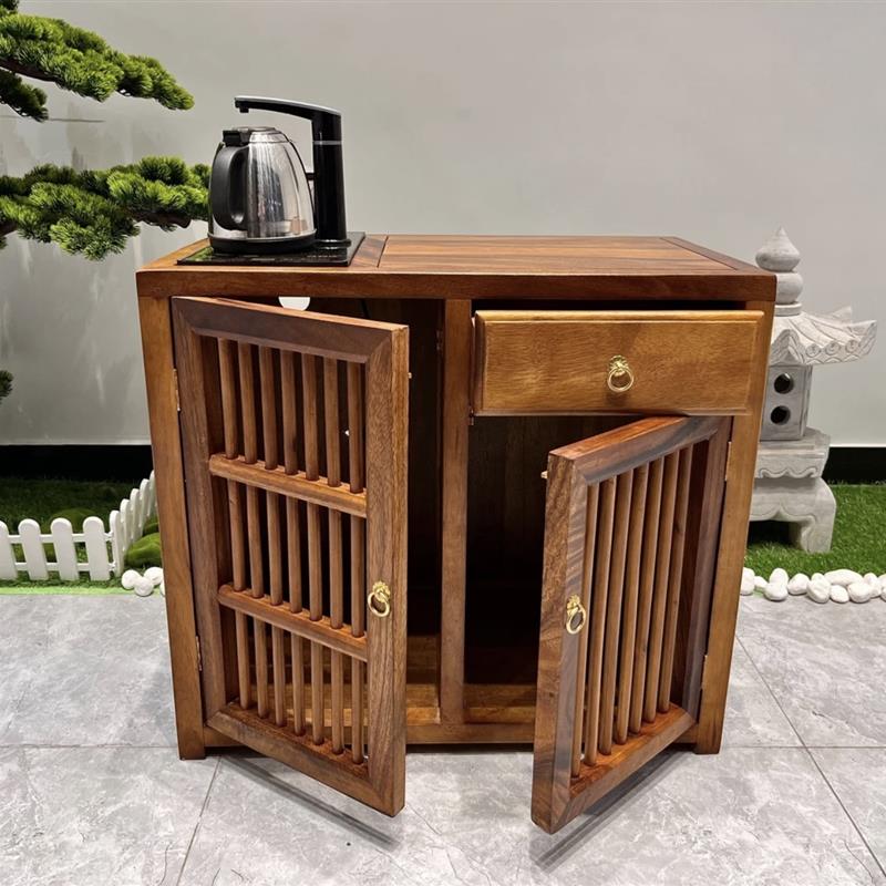 奥坎茶水柜实木大板边柜家用泡茶台原木中式餐边柜茶几茶桌储物柜