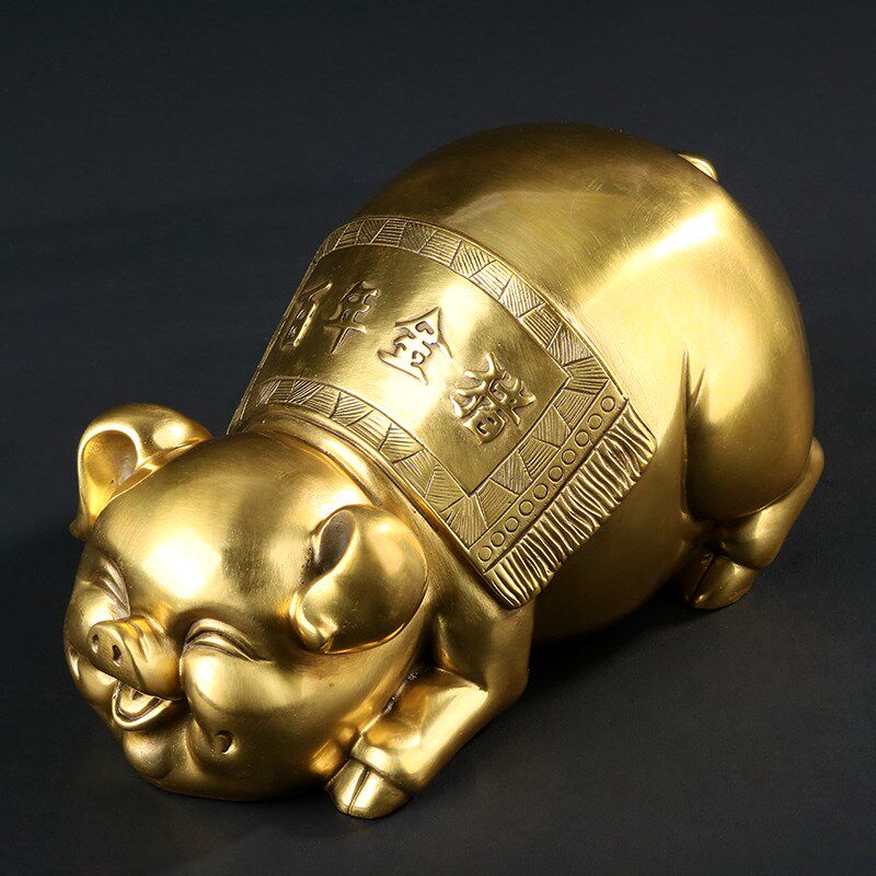 大仕缘铜工艺品福猪摆件生日生肖礼品招财猪家居储钱罐金猪
