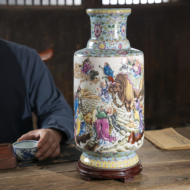 景德镇陶瓷高端仿古大号花瓶家居客厅博古架新中式装饰品插花摆件