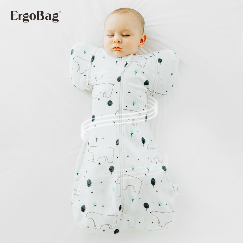 ergobag新生婴儿防惊跳鸡翅睡袋宝宝夏季投降式襁褓神器四季通用