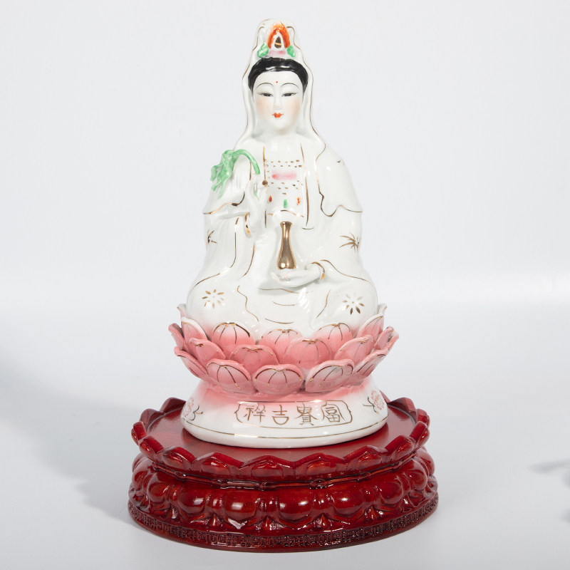 实木观音莲花底座家用供奉菩萨佛像神像财神关公底座莲花座台加高