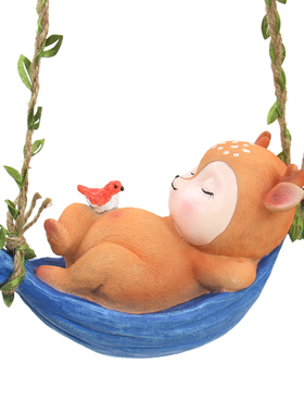 花园阳台装饰吊件可爱动物小鹿户外庭院顶楼民宿布景观摆件树挂件