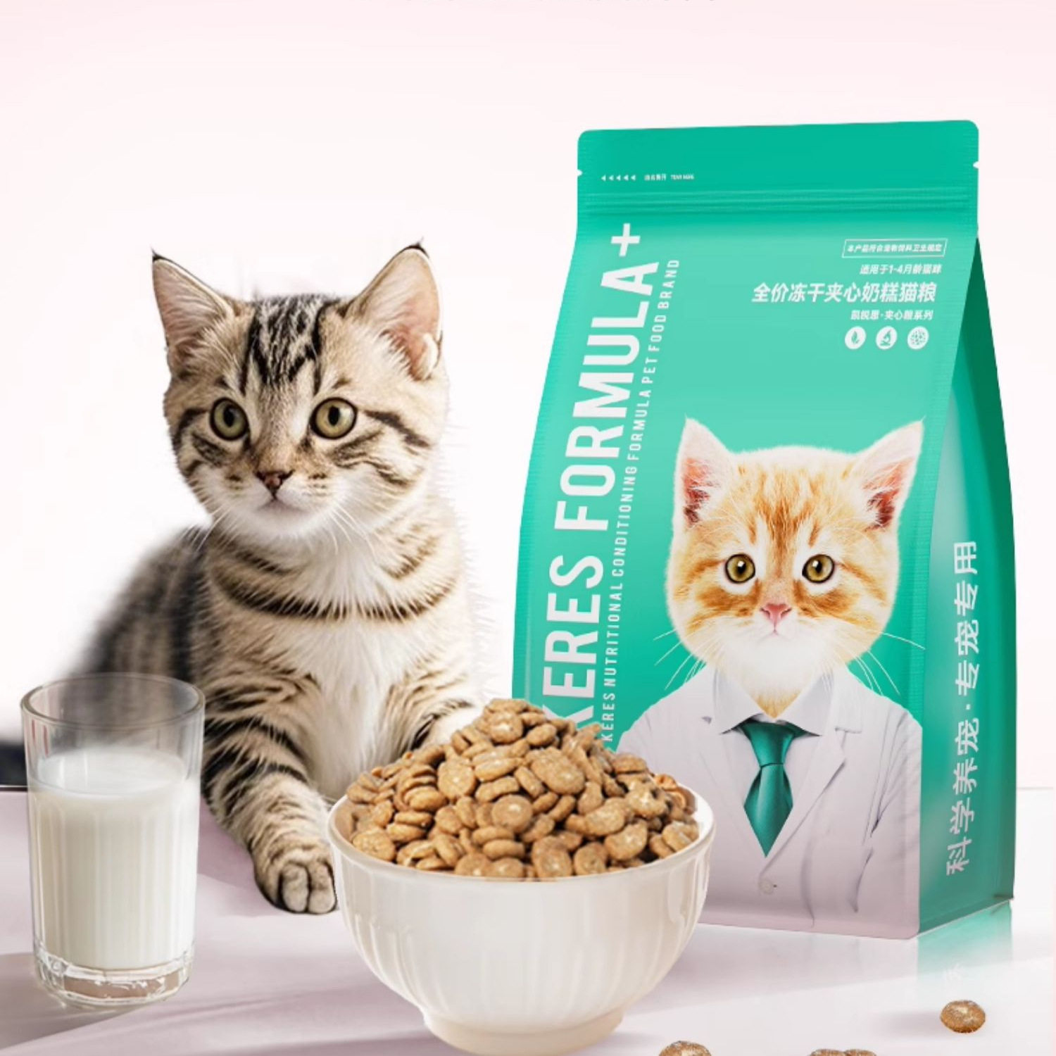 凯锐思幼猫专用奶糕猫粮1到12月离乳期鲜肉羊奶冻干夹心小奶猫粮图片