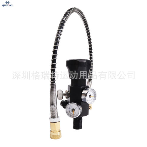 M18、5/8、7/8双压力表双量程400Bar6000psi带高压管气瓶双表阀门