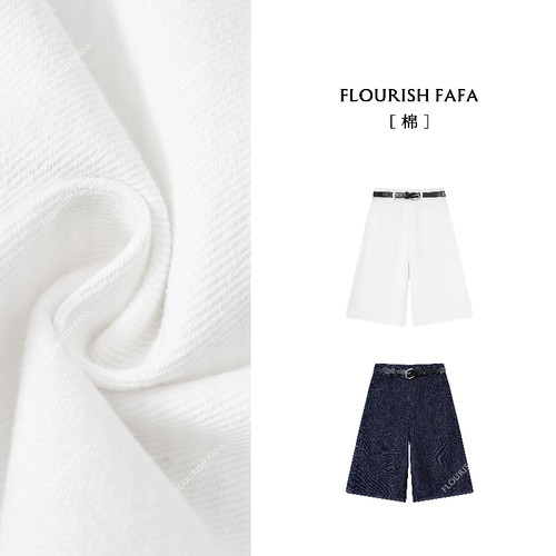 FLOURISH FAFA【六分酷】显瘦微胖高腰夏款六分A版牛仔短裤