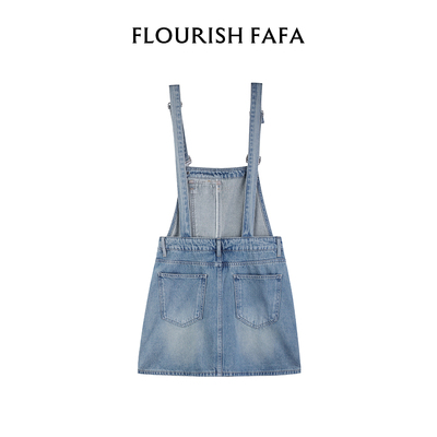 FLOURISH FAFA【北海道】夏季百搭显瘦水洗港风牛仔裙背带短裙