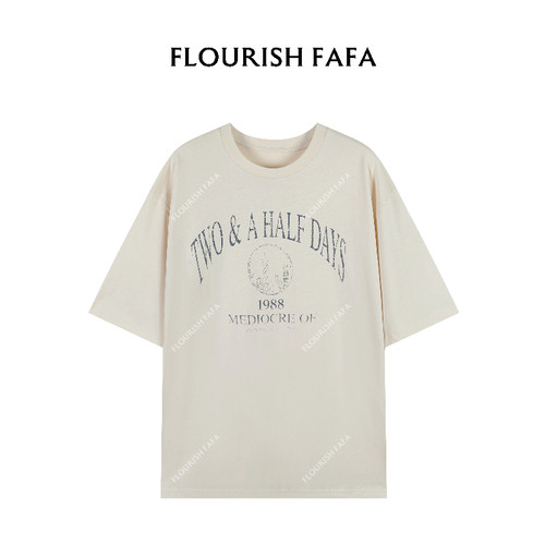 FLOURISH FAFA【甜茶】 夏季圆领正肩印花短袖T恤上衣