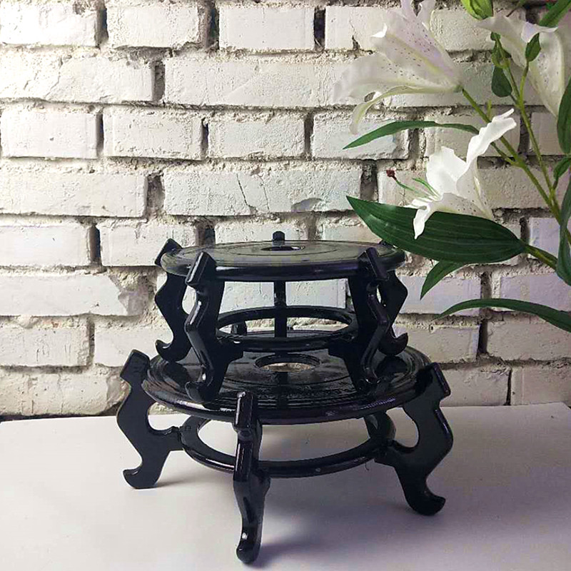 圆形塑料玻璃鱼缸底座客厅花架小型直筒带底座简约创意鱼缸架托子